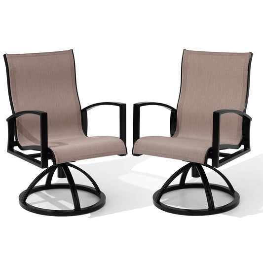 Crestlive Products Aluminum Patio Dining Chairs Outdoor Dining Armchair With Sunbrella (Set of 2)