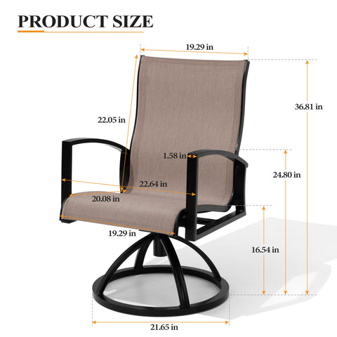 Crestlive Products Aluminum Outdoor Swivel Rocking Dining Chairs with Sunbrella Fabric, Set of 2