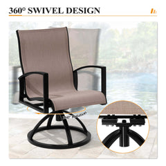 Aluminum Swivel Rocking Dining Chair Set of 2 with Sunbrella