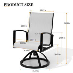 Aluminum Swivel Rocking Dining Chair Set of 2 with Sunbrella