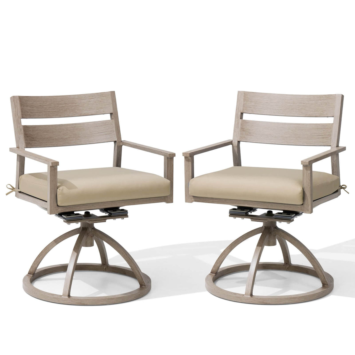 Aluminum Swivel Rocking Dining Chair Set of 2 with Sunbrella Cushions