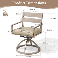 Aluminum Swivel Rocking Dining Chair Set of 2 with Sunbrella Cushions