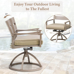 Aluminum Swivel Rocking Dining Chair Set of 2 with Sunbrella Cushions