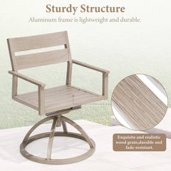 Aluminum Swivel Rocking Dining Chair Set of 2 with Sunbrella Cushions