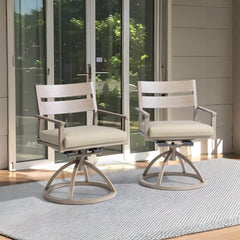 Aluminum Swivel Rocking Dining Chair Set of 2 with Sunbrella Cushions