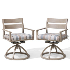 Aluminum Swivel Rocking Dining Chair Set of 2 with Sunbrella Cushions