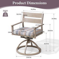 Aluminum Swivel Rocking Dining Chair Set of 2 with Sunbrella Cushions