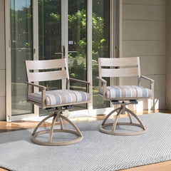 Aluminum Swivel Rocking Dining Chair Set of 2 with Sunbrella Cushions