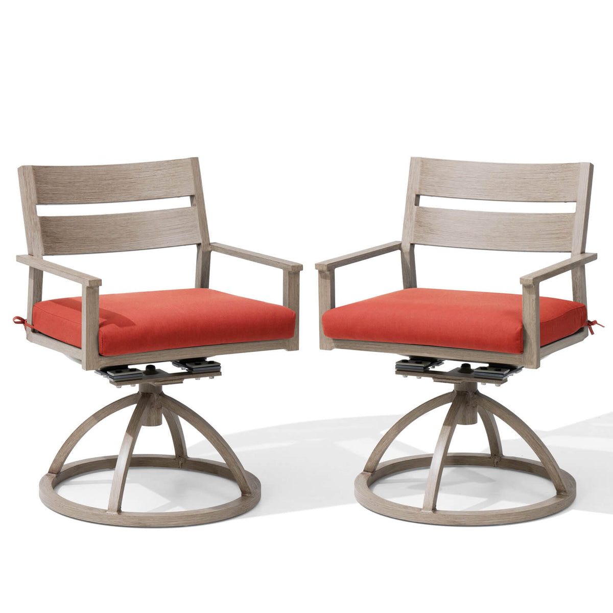 Aluminum Swivel Rocking Dining Chair Set of 2 with Sunbrella Cushions