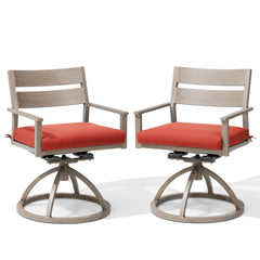 Aluminum Swivel Rocking Dining Chair Set of 2 with Sunbrella Cushions