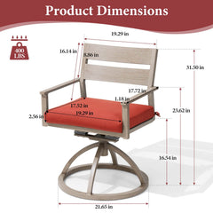 Aluminum Swivel Rocking Dining Chair Set of 2 with Sunbrella Cushions