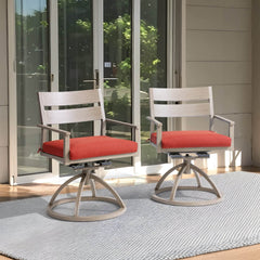 Aluminum Swivel Rocking Dining Chair Set of 2 with Sunbrella Cushions