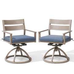 Aluminum Swivel Rocking Dining Chair Set of 2 with Sunbrella Cushions