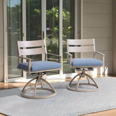Aluminum Swivel Rocking Dining Chair Set of 2 with Sunbrella Cushions