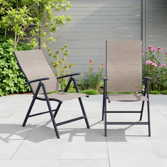 Crestlive Products Aluminum Outdoor Folding Adjustable Dining Chair Set of 2