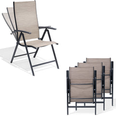 Metal Folding & Adjustable Outdoor Dining Chair Set of 2