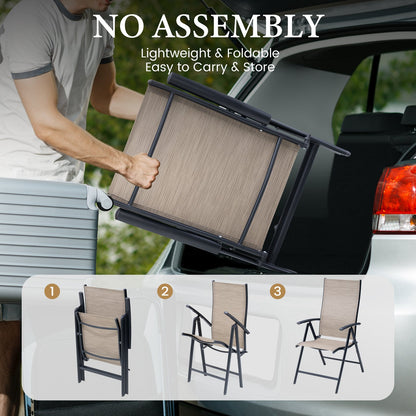 Crestlive Products Aluminum Outdoor Folding Adjustable Dining Chair Set of 2