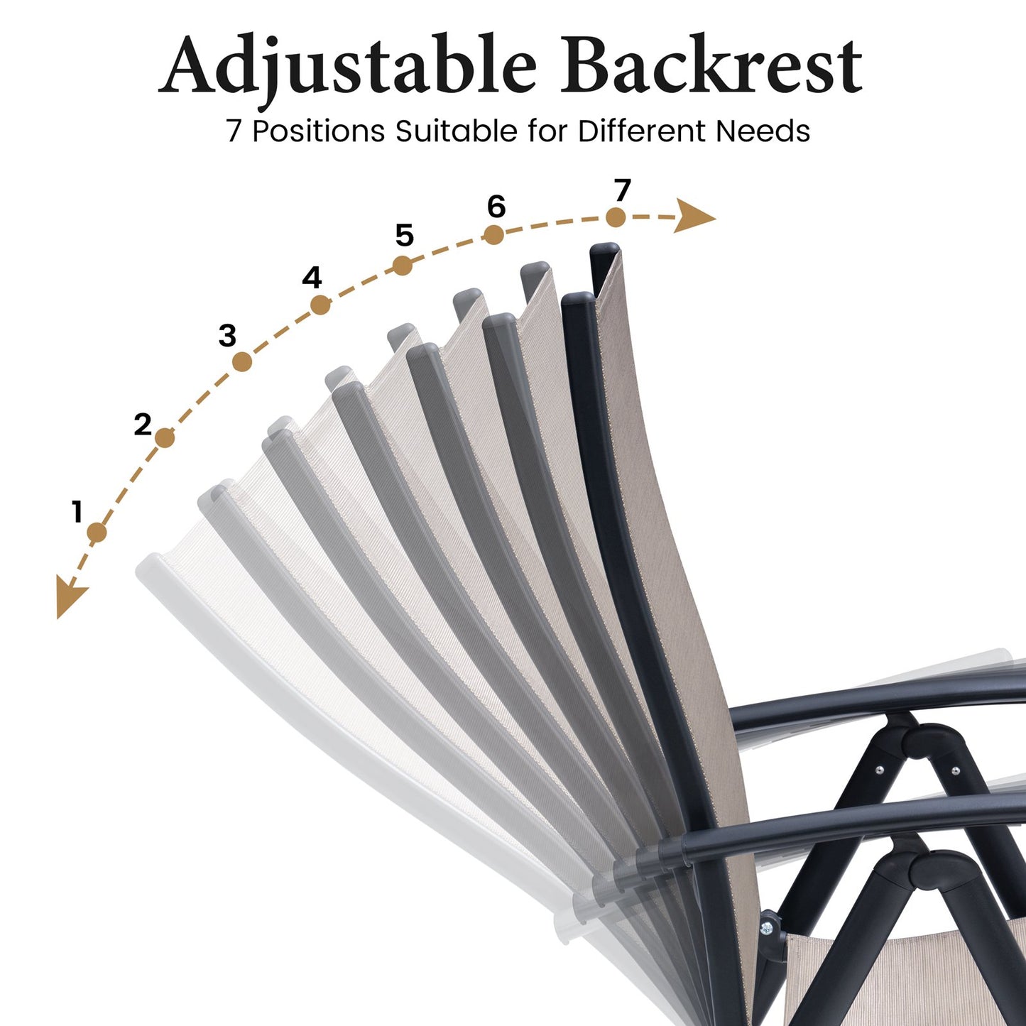 Crestlive Products Aluminum Outdoor Folding Adjustable Dining Chair Set of 2