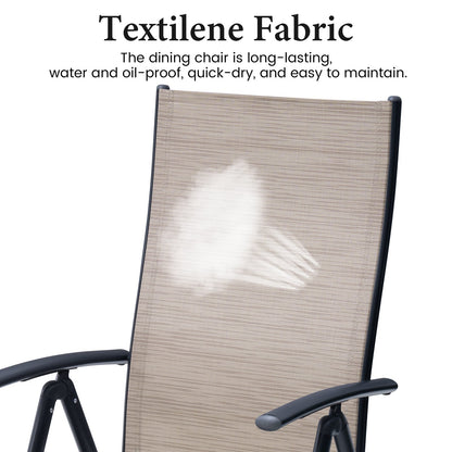 Crestlive Products Aluminum Outdoor Folding Adjustable Dining Chair Set of 2