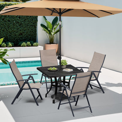 Crestlive Products Aluminum Outdoor Folding Adjustable Dining Chair Set of 2