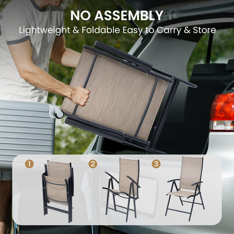 Crestlive Products Metal Outdoor Folding Adjustable Dining Chair Set of 2