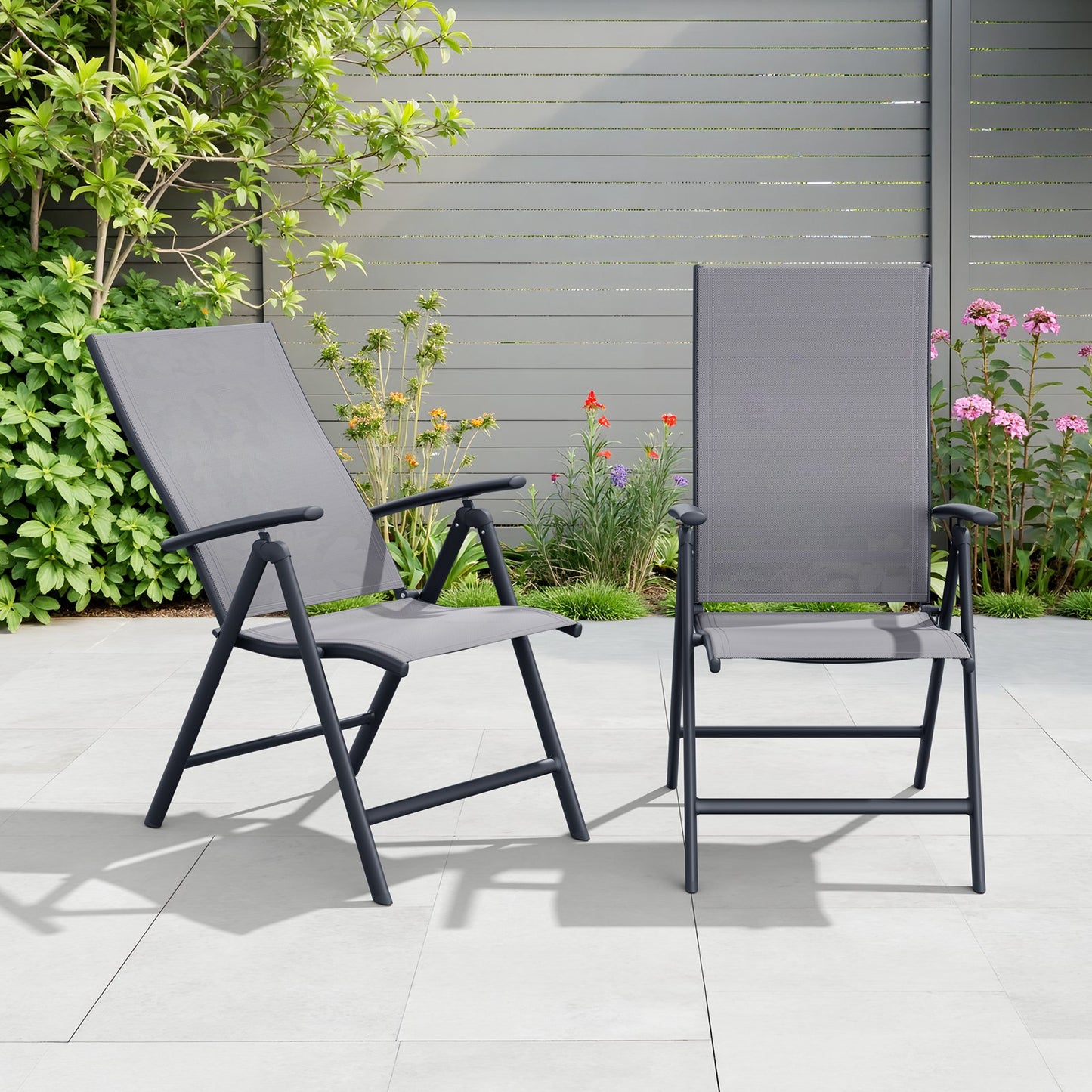 Crestlive Products Aluminum Outdoor Folding Adjustable Dining Chair Set of 2