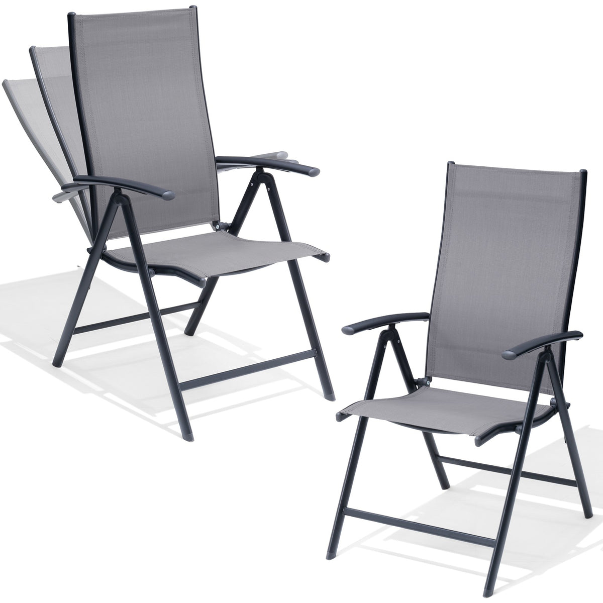 Metal Folding & Adjustable Outdoor Dining Chair Set of 2