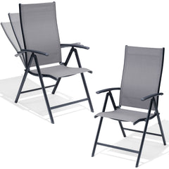 Metal Folding & Adjustable Outdoor Dining Chair Set of 2