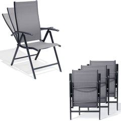 Metal Folding & Adjustable Outdoor Dining Chair Set of 2