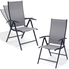 Metal Folding & Adjustable Outdoor Dining Chair Set of 2