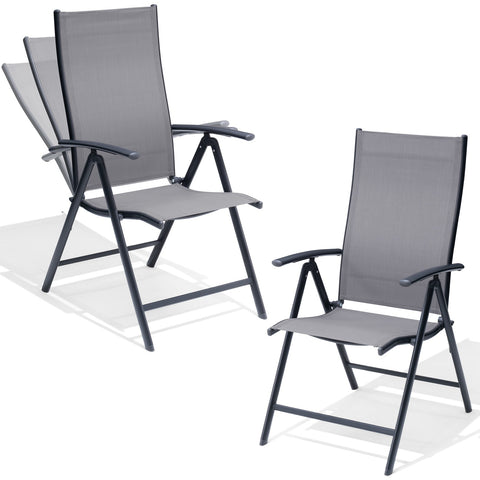 Crestlive Products Metal Outdoor Folding Adjustable Dining Chair Set of 2