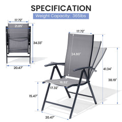 Metal Folding & Adjustable Outdoor Dining Chair Set of 2
