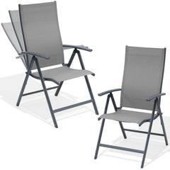 Metal Folding & Adjustable Outdoor Dining Chair Set of 2