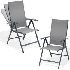 Metal Folding & Adjustable Outdoor Dining Chair Set of 2
