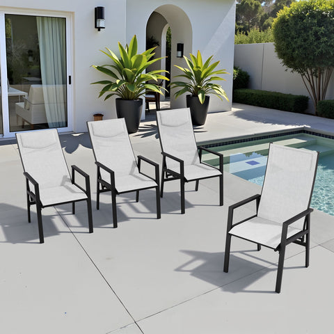Crestlive Products Aluminum Outdoor Adjustable High Back Dining Chairs Set of 2