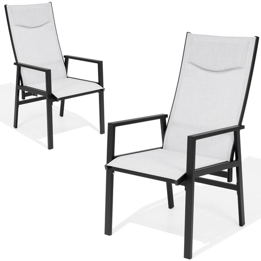 Crestlive Products Aluminum Outdoor Adjustable High Back Dining Chairs Set of 2