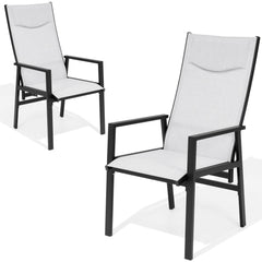 Aluminum Adjustable High Back Outdoor Dining Chair Set of 2