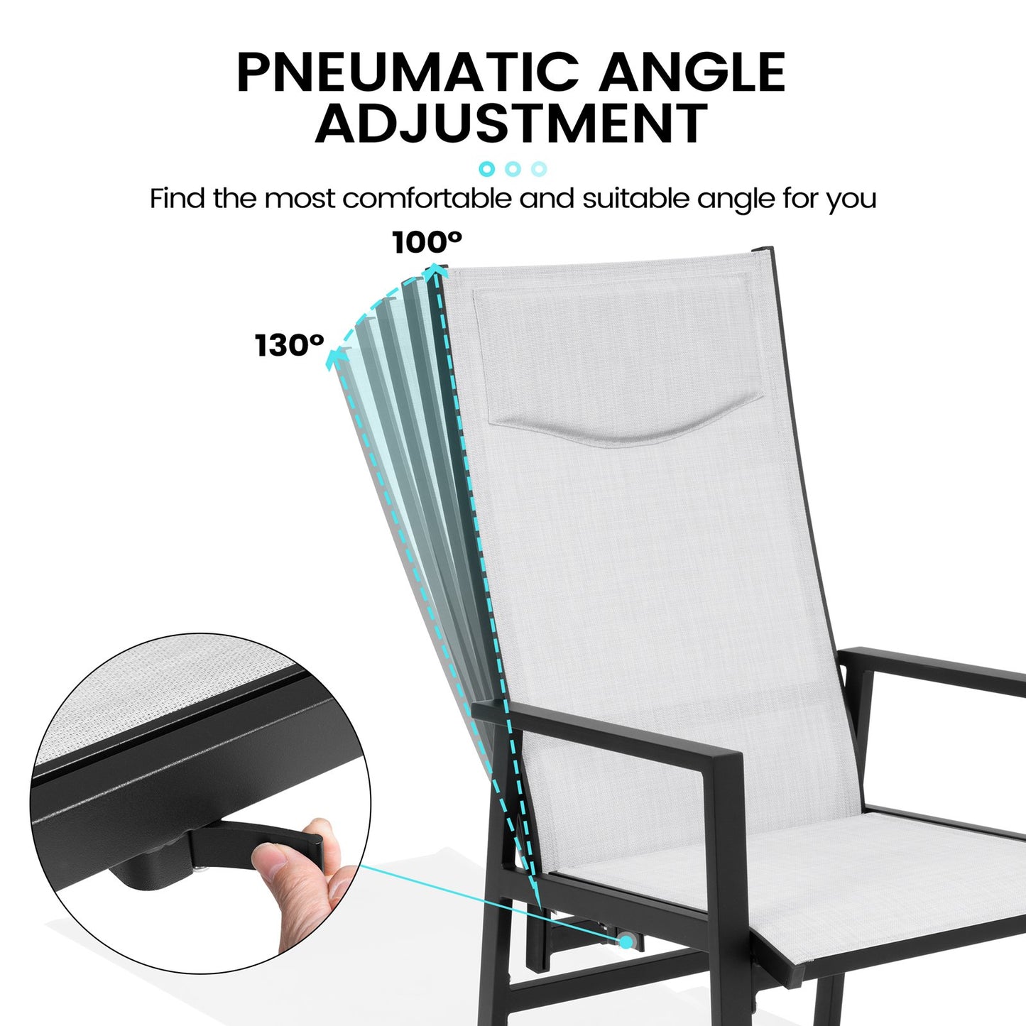 Crestlive Products Aluminum Outdoor Adjustable High Back Dining Chairs Set of 2