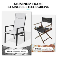 Aluminum Adjustable High Back Outdoor Dining Chair Set of 2