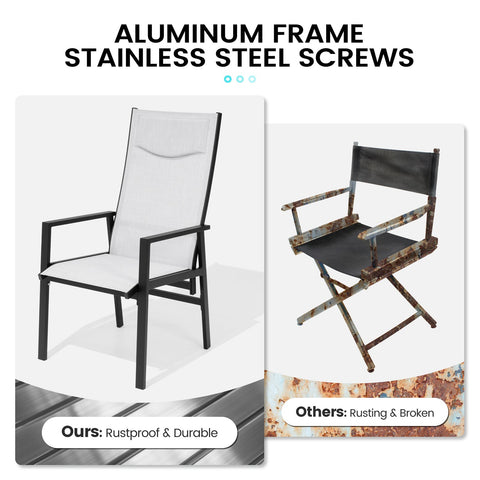 Crestlive Products Aluminum Outdoor Adjustable High Back Dining Chairs Set of 2