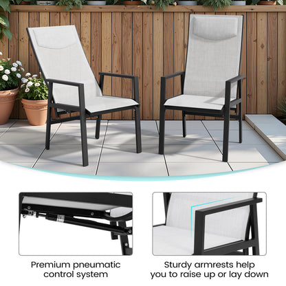 Crestlive Products Aluminum Outdoor Adjustable High Back Dining Chairs Set of 2