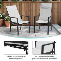 Aluminum Adjustable High Back Outdoor Dining Chair Set of 2