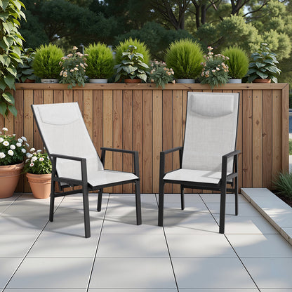 Crestlive Products Aluminum Outdoor Adjustable High Back Dining Chairs Set of 2