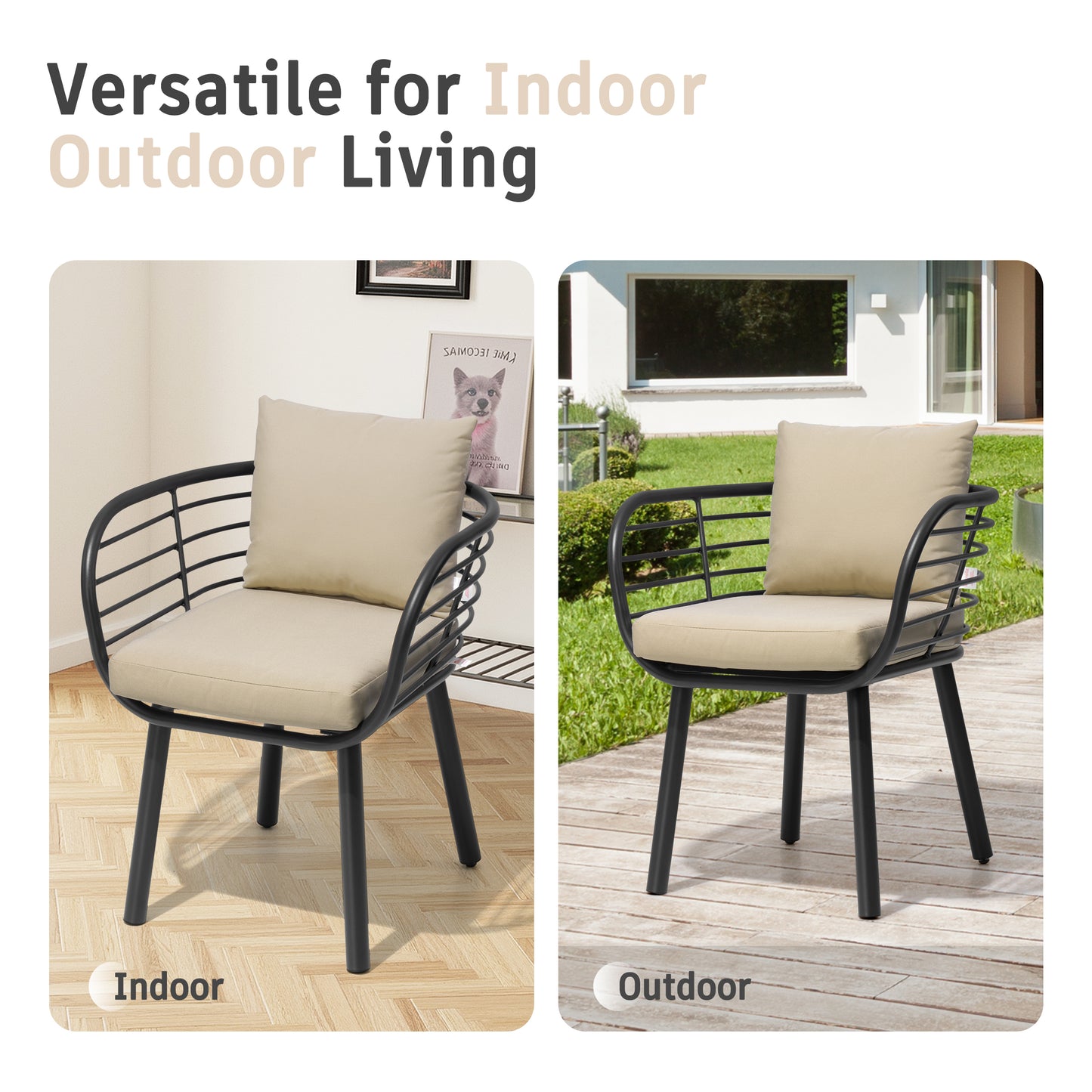Crestlive Products Aluminum Outdoor Patio Dining Chair with Sunbrella Cushions