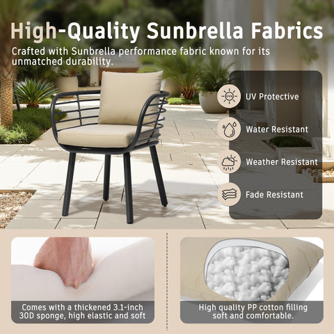 Crestlive Products Aluminum Outdoor Patio Dining Chair with Sunbrella Cushions