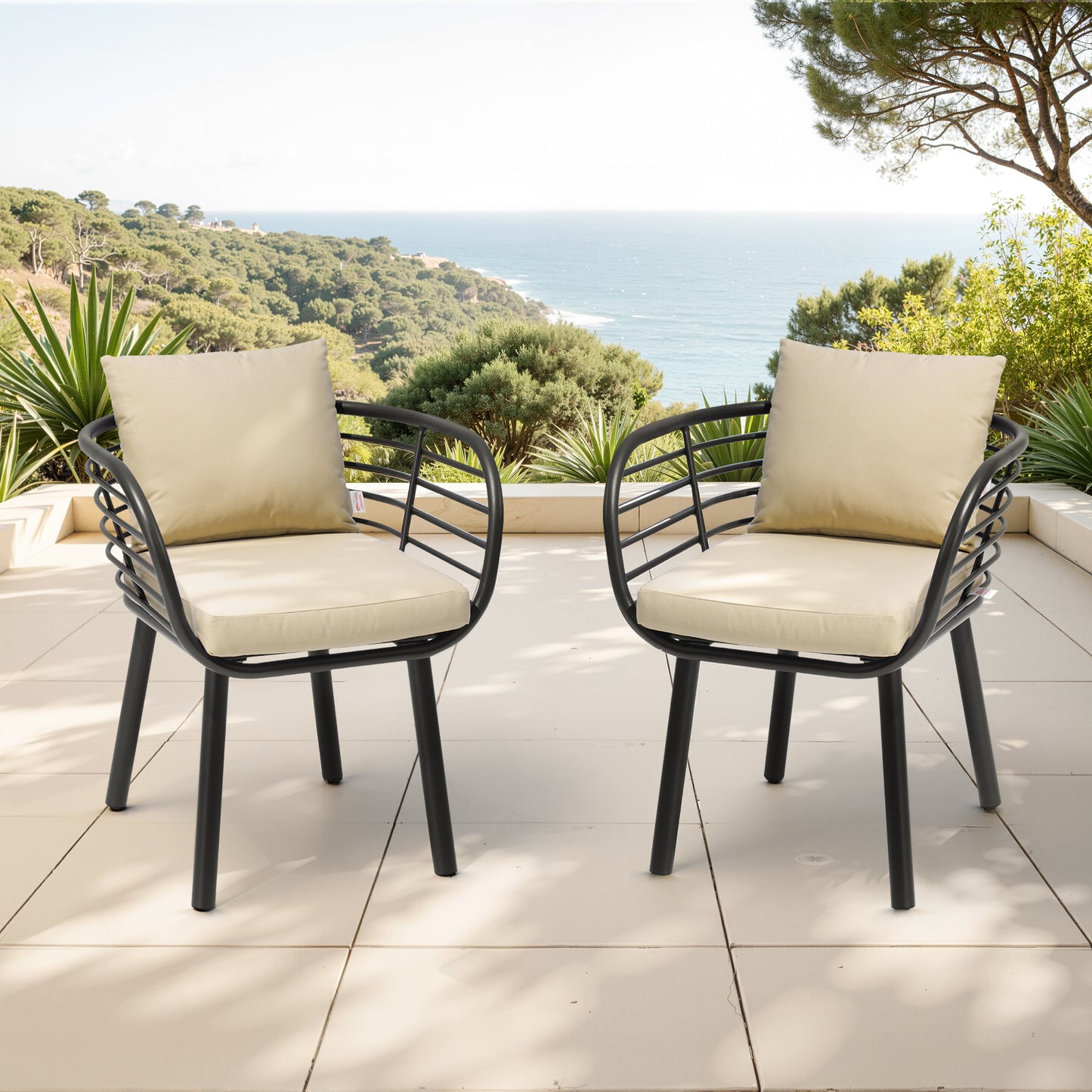 Crestlive Products Aluminum Outdoor Patio Dining Chair with Sunbrella Cushions