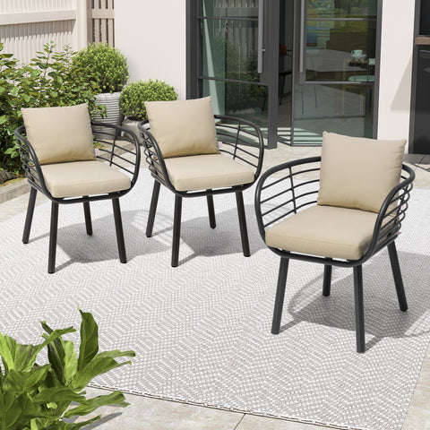 Crestlive Products Aluminum Outdoor Patio Dining Chair with Sunbrella Cushions