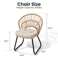 Boho Wicker Outdoor Accent Chair with Cushion