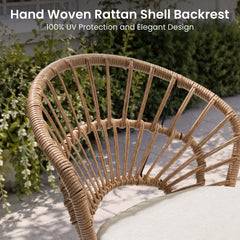 Boho Wicker Outdoor Accent Chair with Cushion