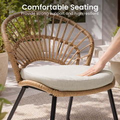 Boho Wicker Outdoor Accent Chair with Cushion